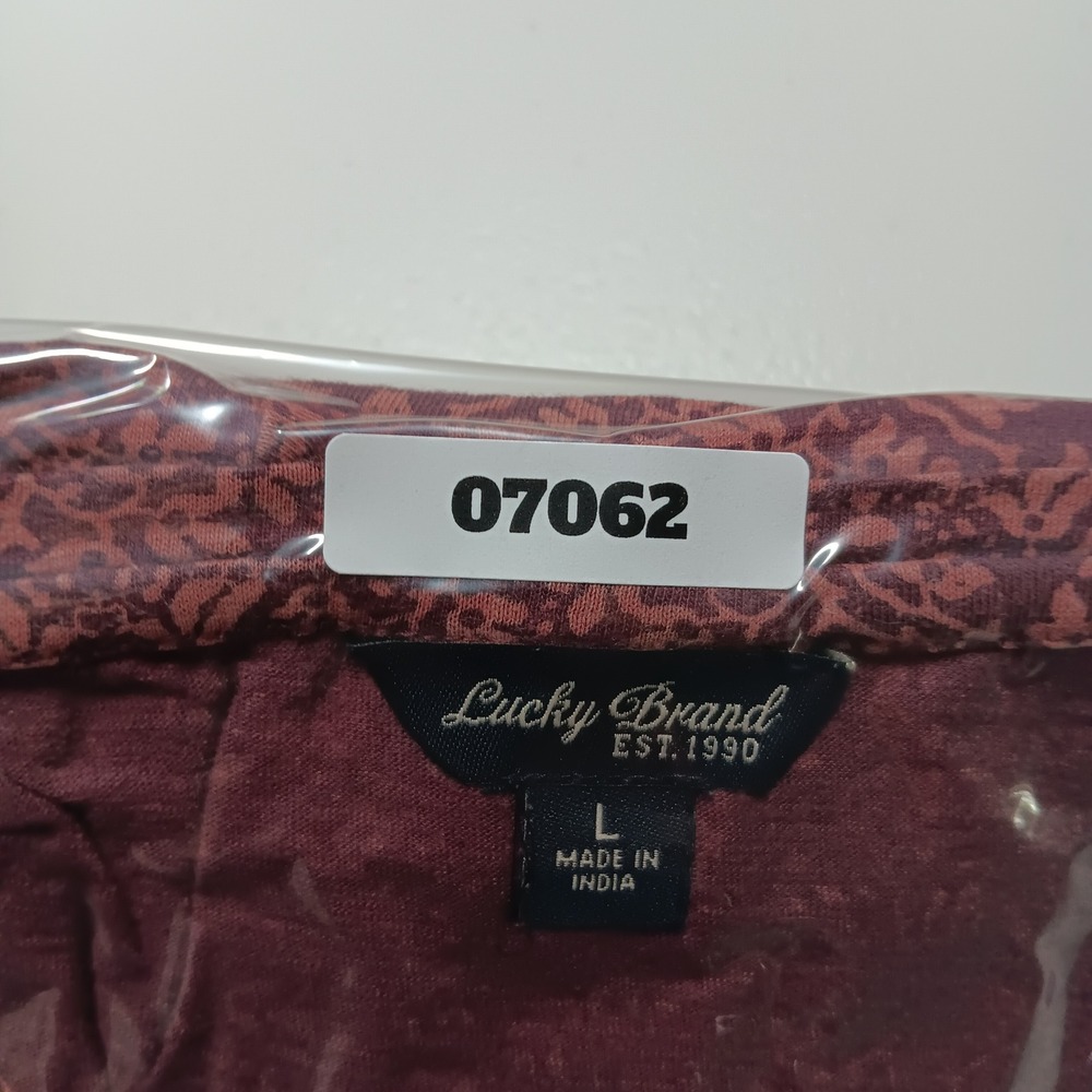 Lucky Brand Paisley Print Top Womens Large Burgundy 3/4 Sleeve Boho Scoop Neck - Picture 7 of 7